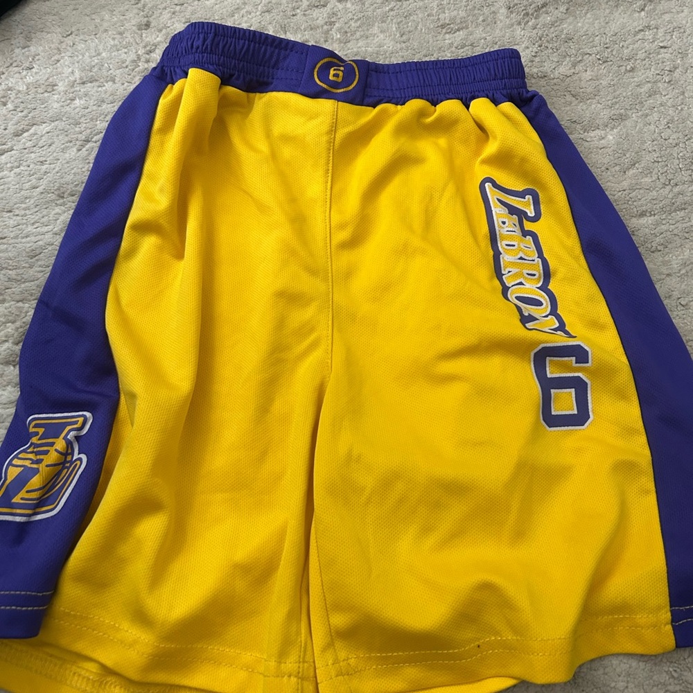 Kids Yellow & Purple Athletic Shorts - LeBron 6 Style